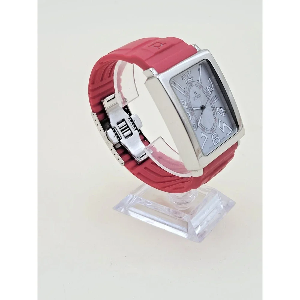 Officina Del Tempo OT1029 Wristwatch Stainless Steel Red Rubber Strap Modern
